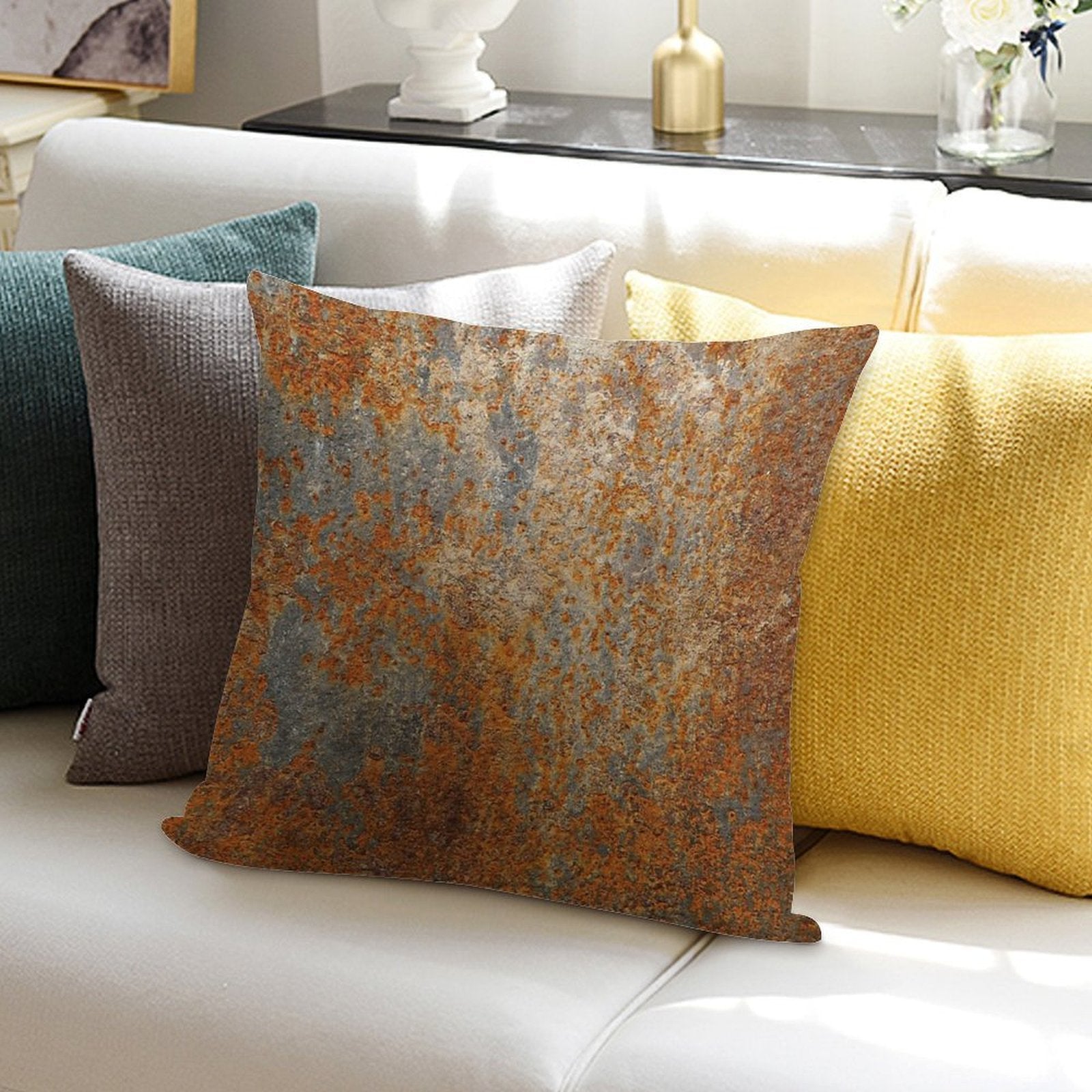 Rust Rusty Texture Soft Hidden Zipper Throw Pillow