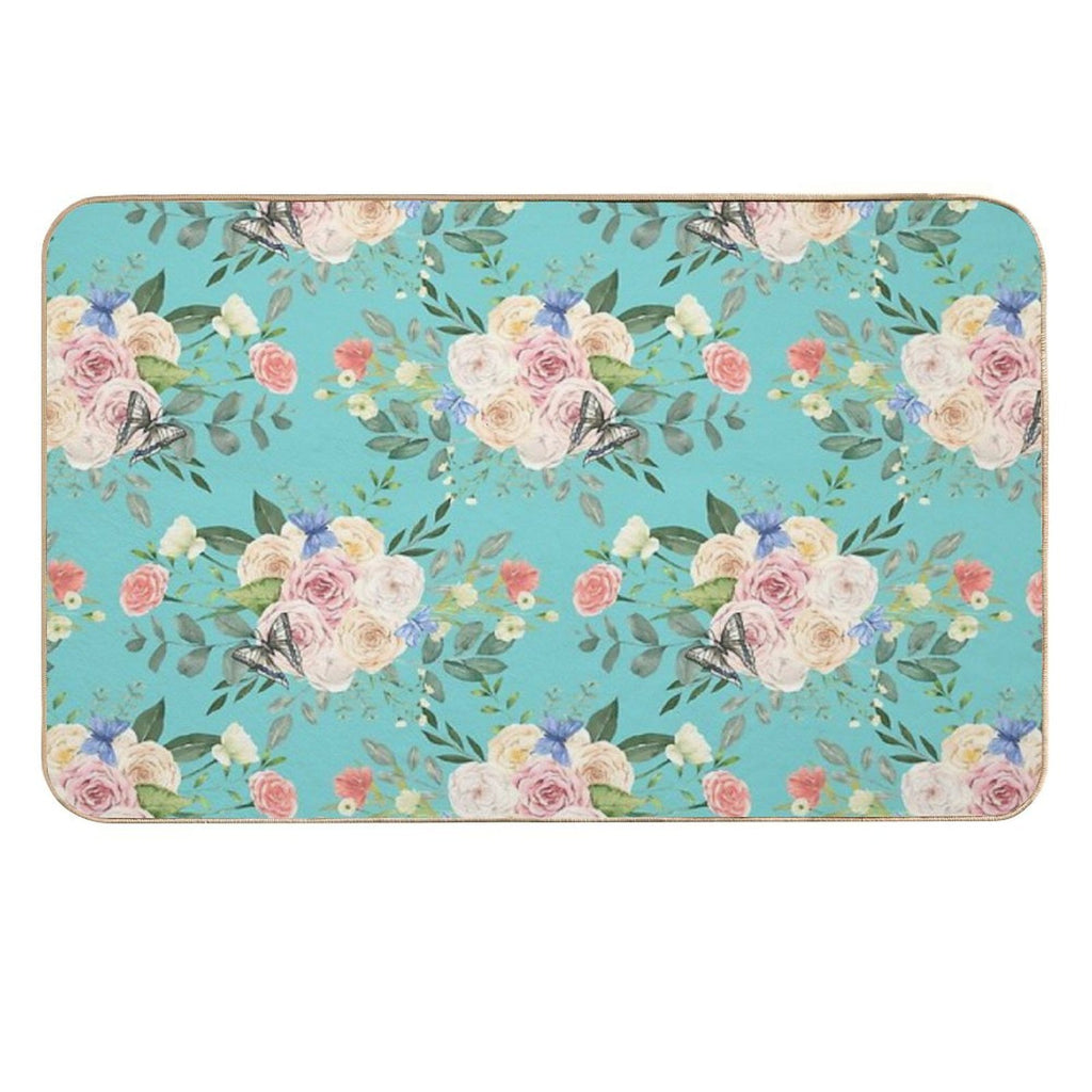 Butterflies,flowers,roses,spring,summer  Non-Slip Bath Mat