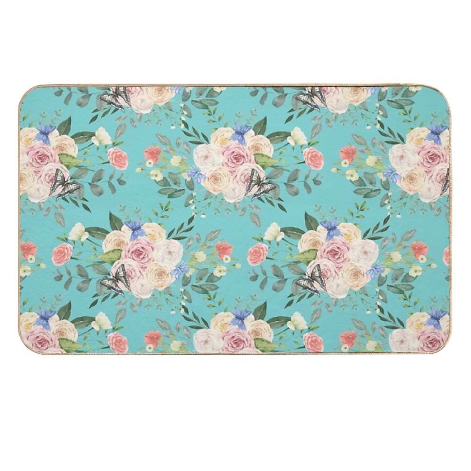 Butterflies,flowers,roses,spring,summer  Non-Slip Bath Mat