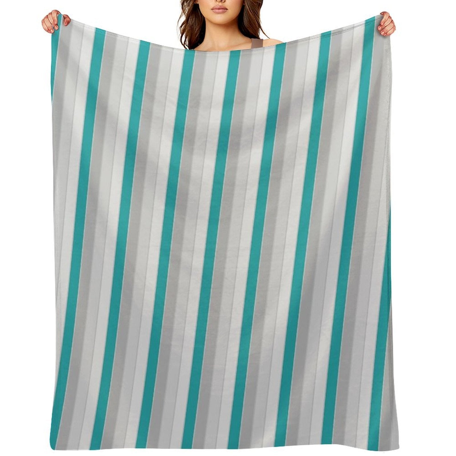 Multicolor Bright Diagonal Thick Stripe Lines Boundless Decor Multi-functional Throw Blanket