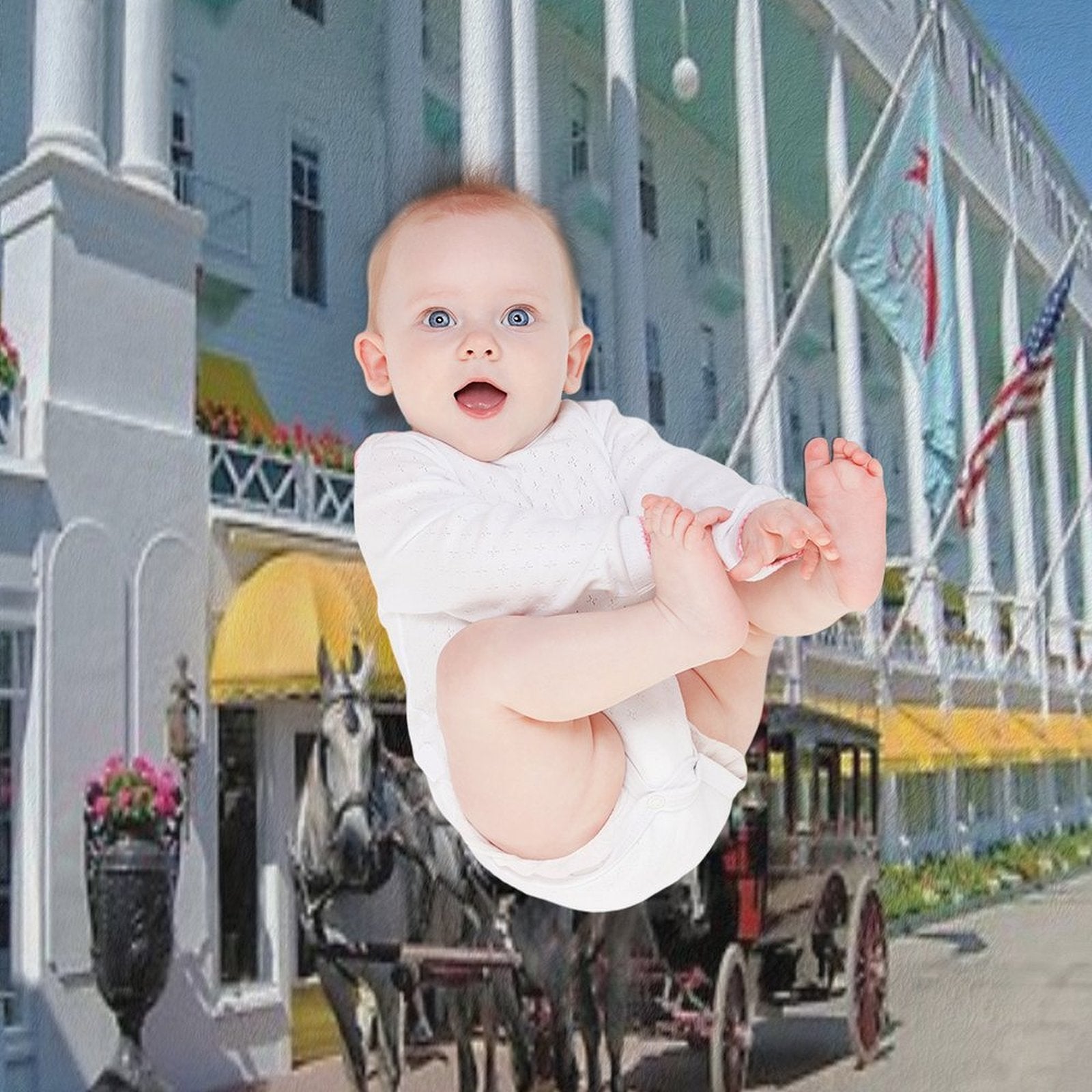 Carriage at The Grand Hotel, Mackinac Island, Michigan Compact Throw Blanket
