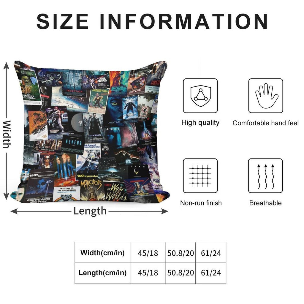 Sci-Fi Movie Posters Soft Luxury Feel Throw Pillow