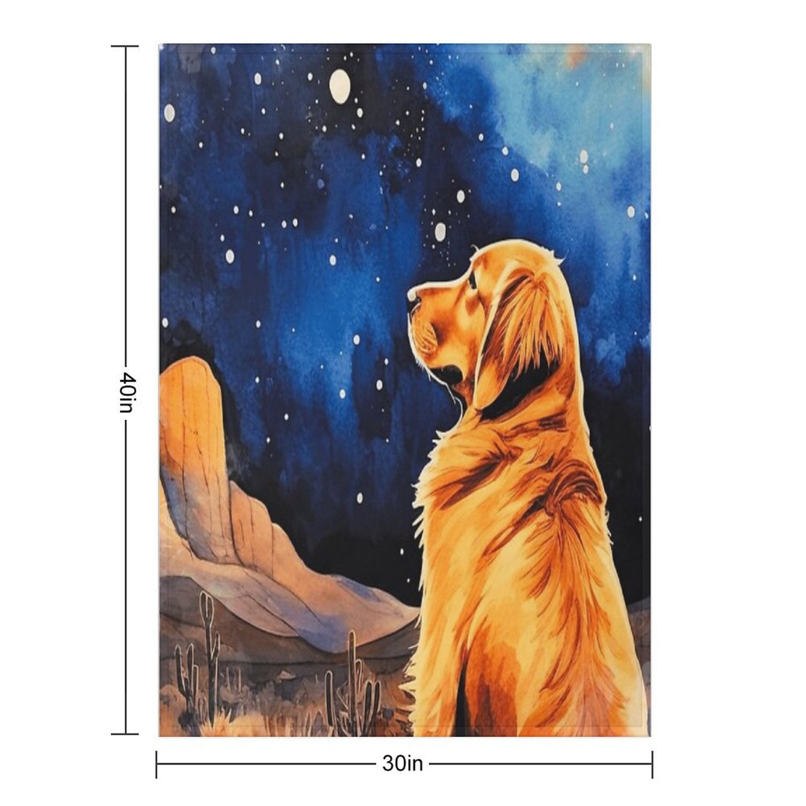 Golden Retriever In The Desert At Night Quick-dry Throw Blanket