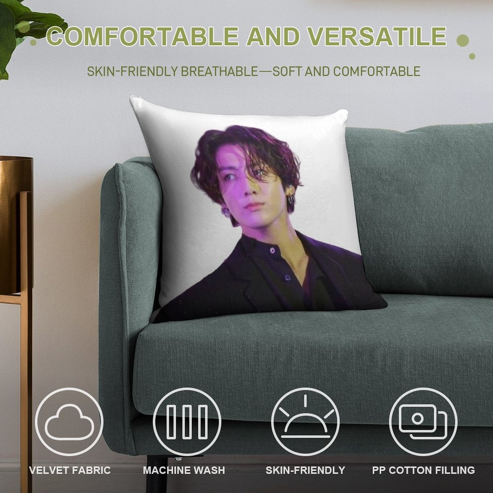 Long Hair JK Soft Durable Construction Throw Pillow