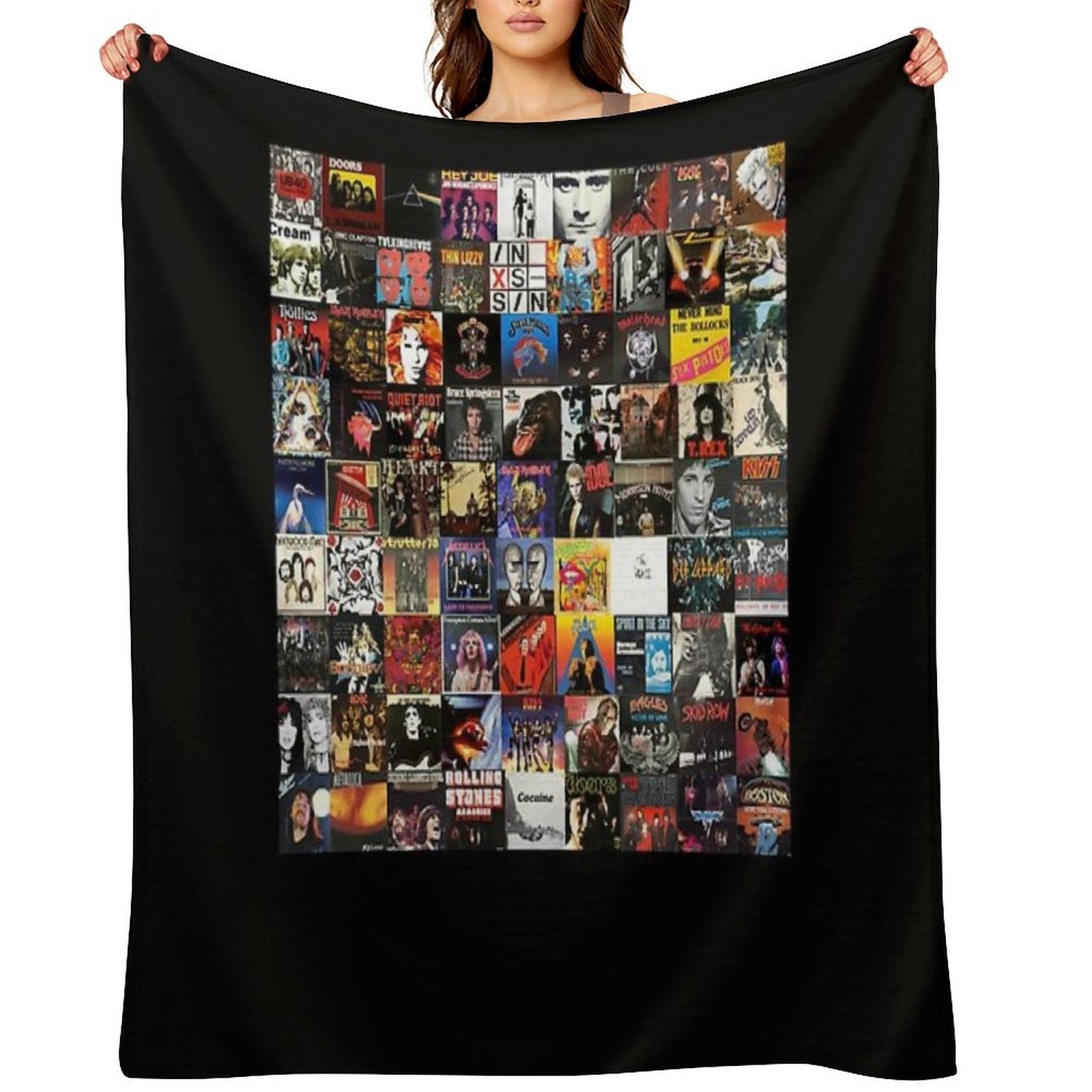 Rock Vinyl Collage Classic Wrinkle-free Throw Blanket