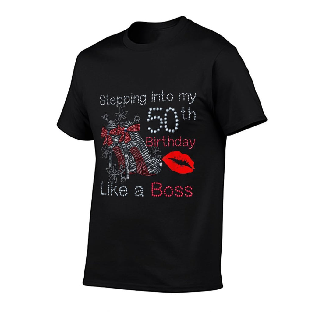 High Heels Stepping Into 50th Birthday Womens Mom Birthday  Relaxed-fit T-Shirt