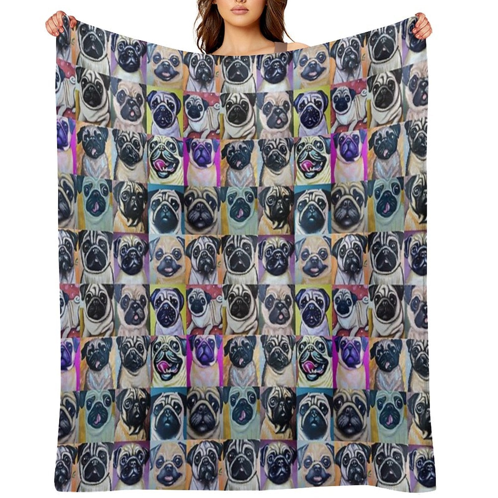 Pugs (Tiled Pattern) Eco-conscious Throw Blanket