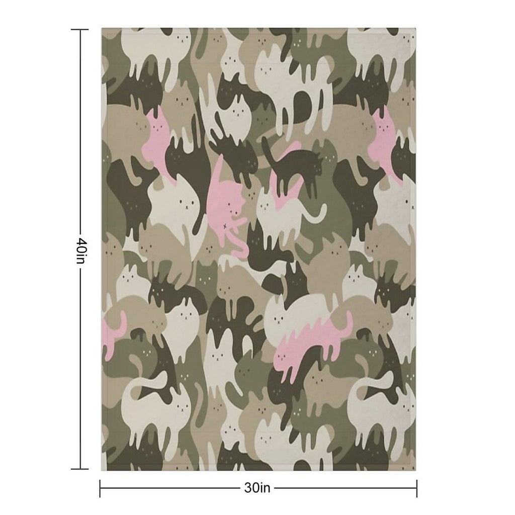 CATmouflage - Light Pink Army Pattern Plush Throw Blanket
