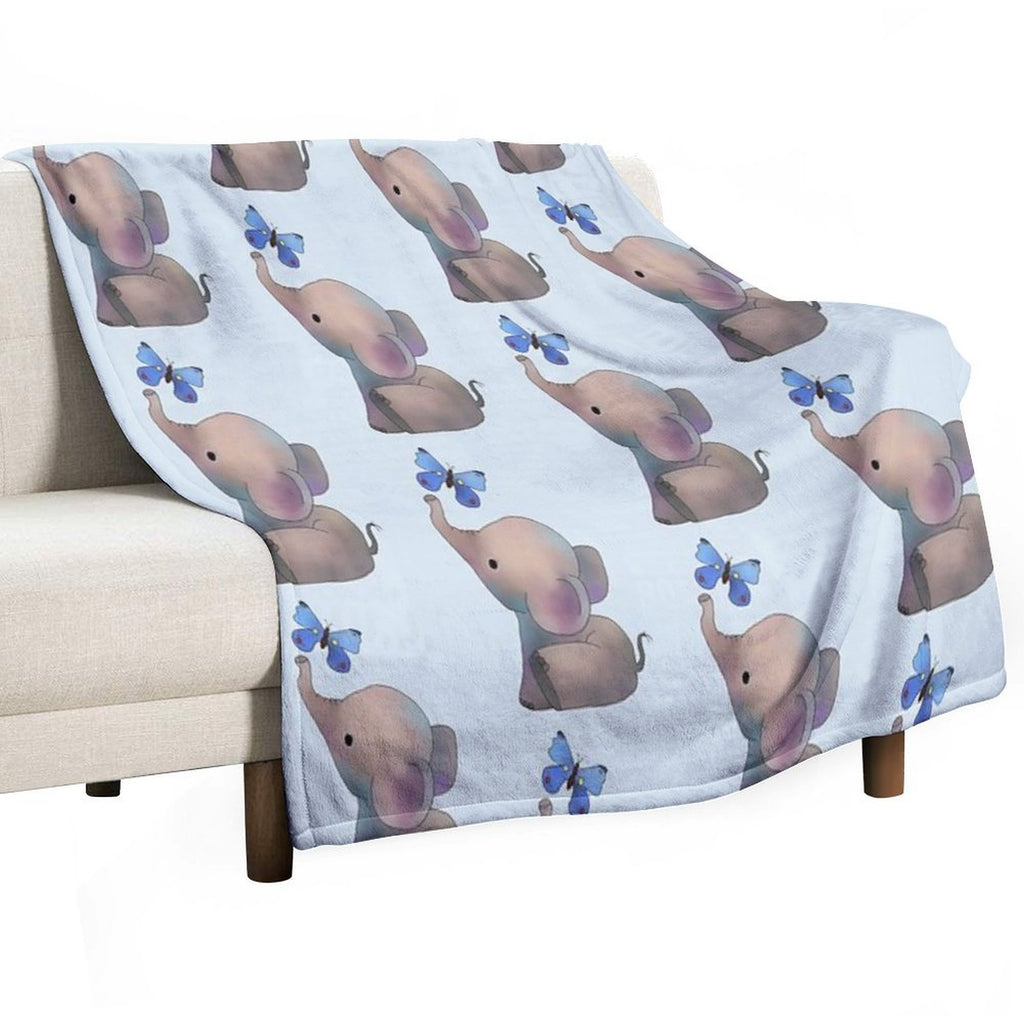 Elephant with A Butterfly Gift-ready Throw Blanket
