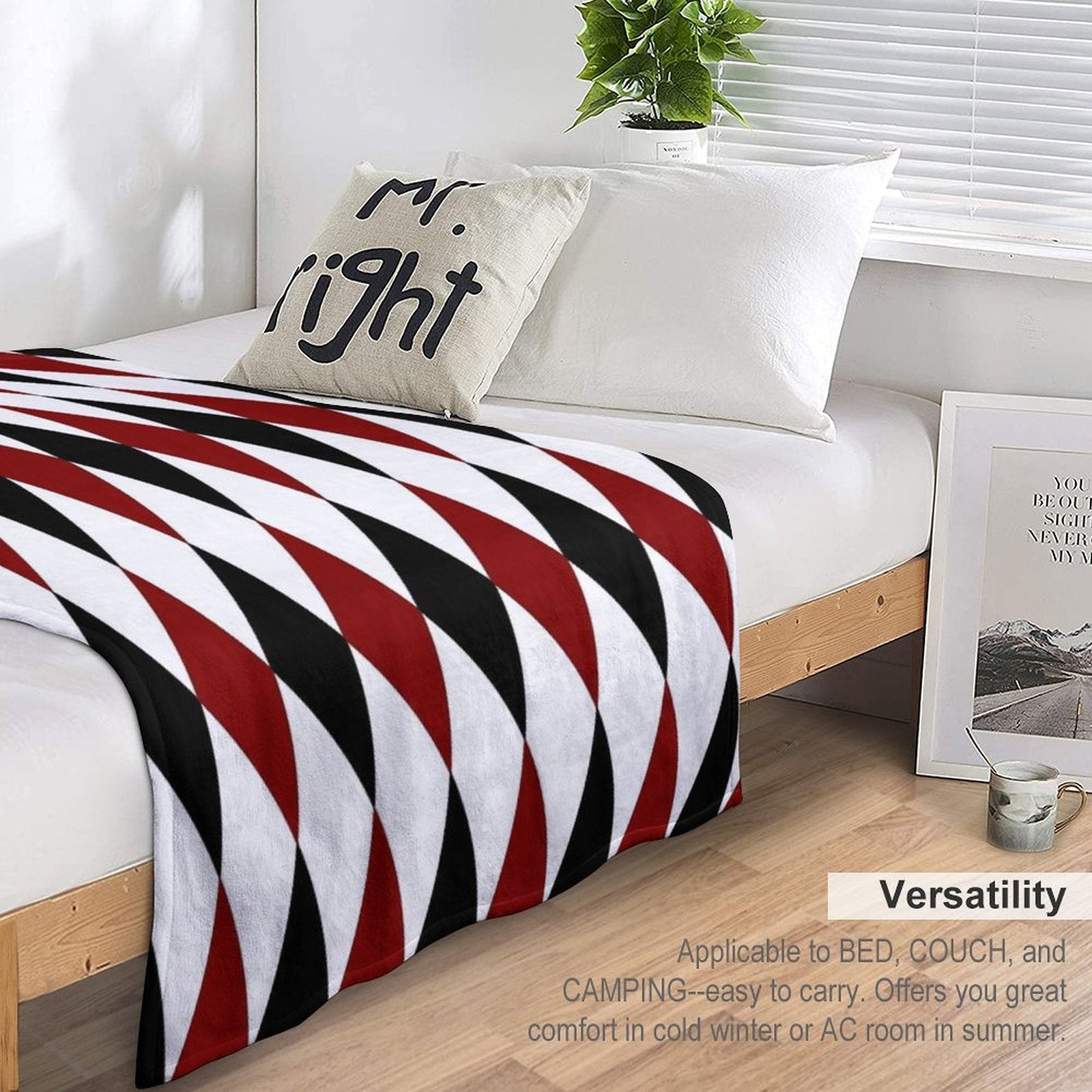 Black White Red Harlequin Compact Throw Blanket