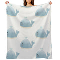 Blue Whale Watercolor Hand Drawn Kawaii Versatility Throw Blanket