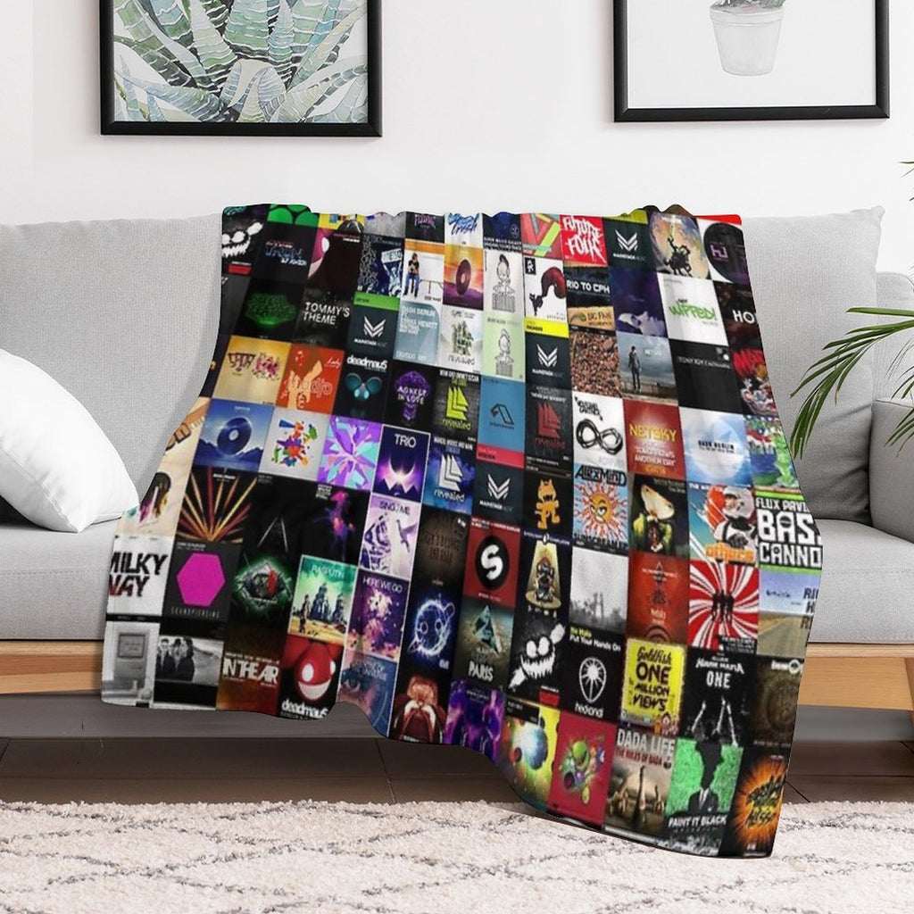 Music Collage Electronic Easy Care Throw Blanket