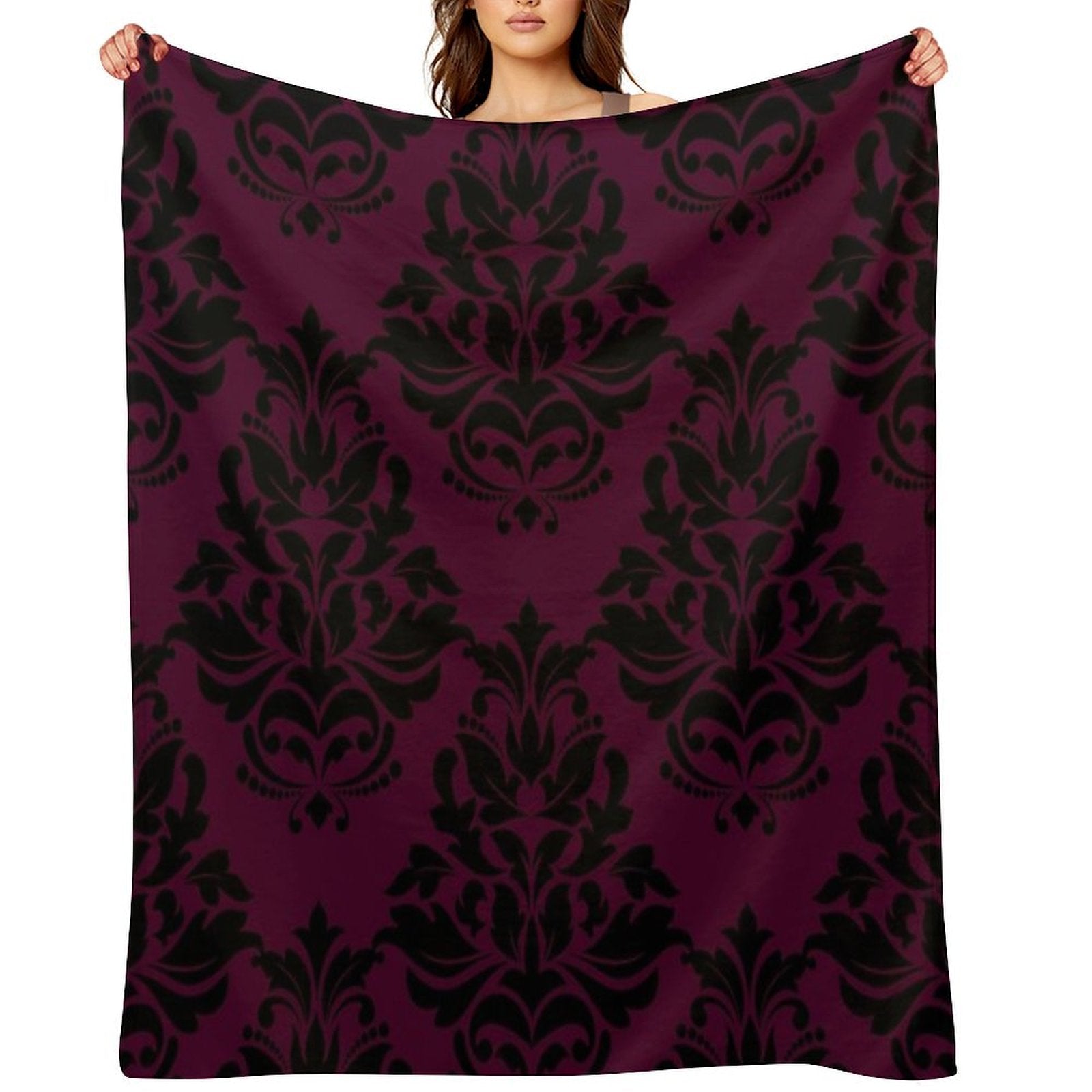 Large Plum Damask 1 Eco-conscious Throw Blanket