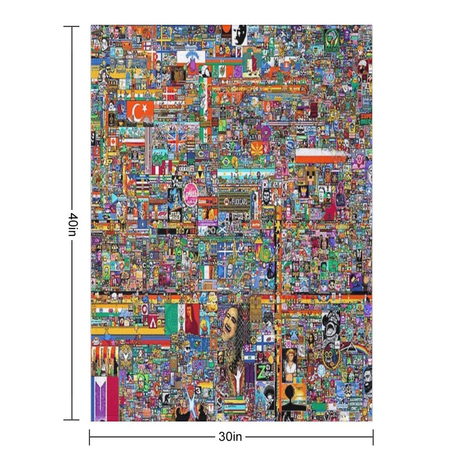 R Place Pixel Art Travel-friendly Throw Blanket