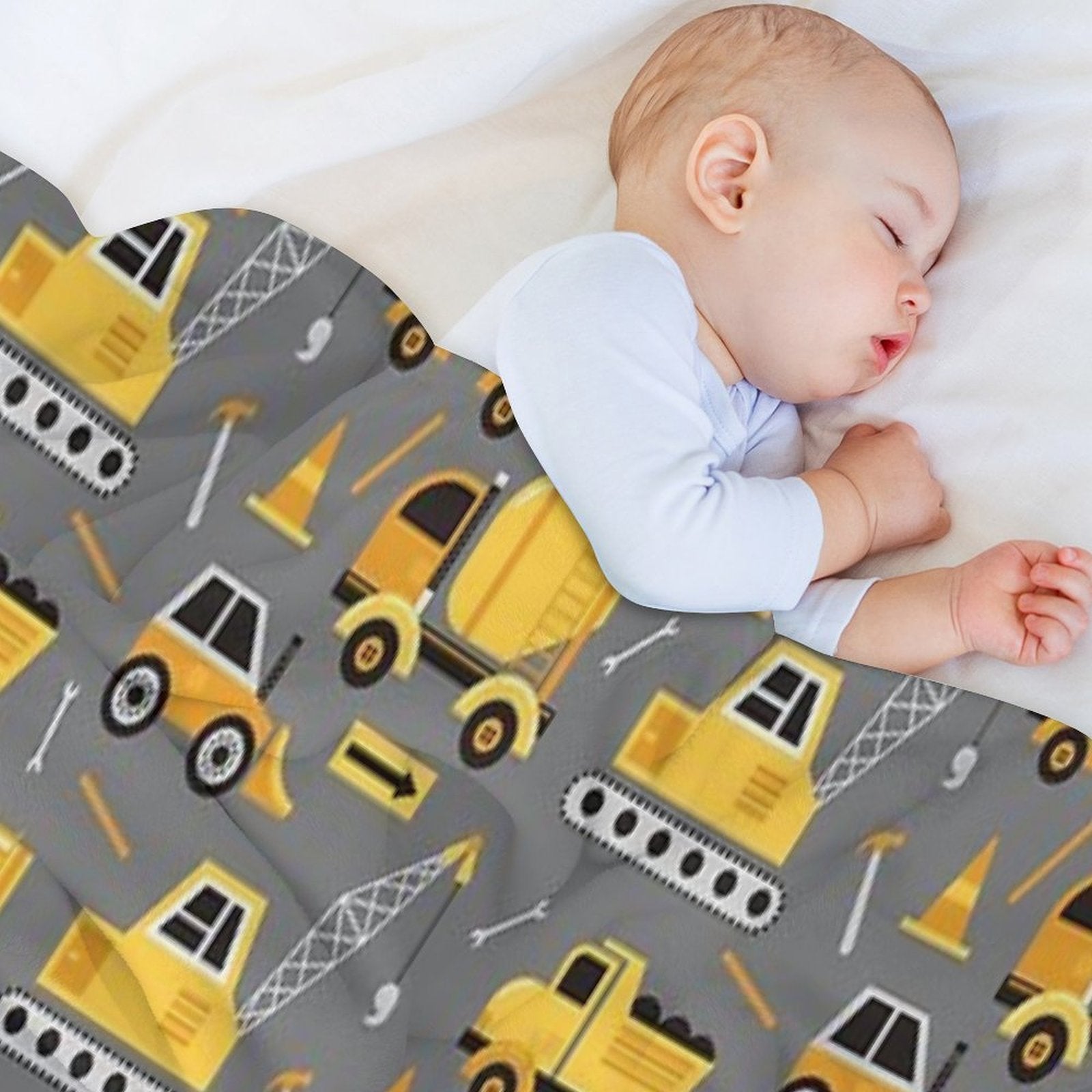 Construction Trucks on Gray Lightweight Throw Blanket
