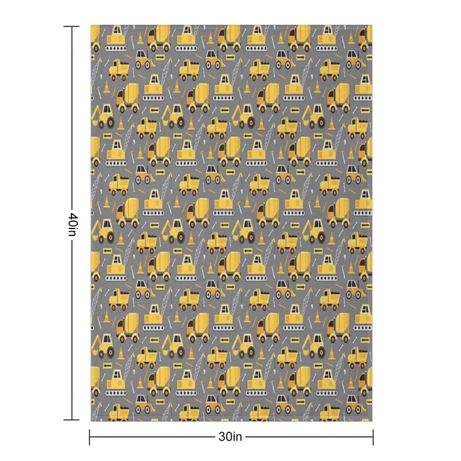 Construction Trucks on Gray Travel-friendly Throw Blanket