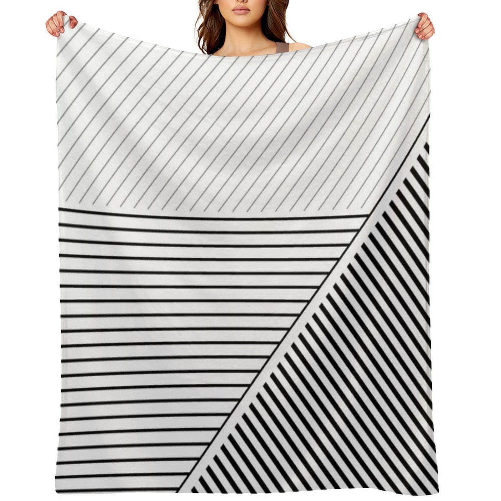Black And White Geometric Lines Gift-ready Throw Blanket