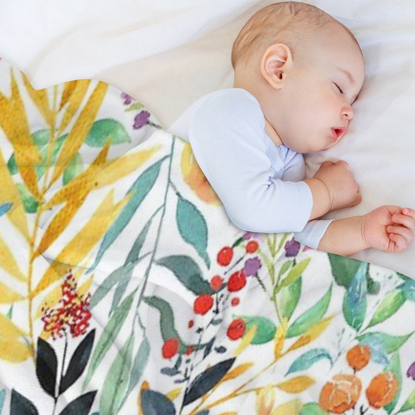 Colorful Watercolor Floral Pattern Premium Throw Blanket