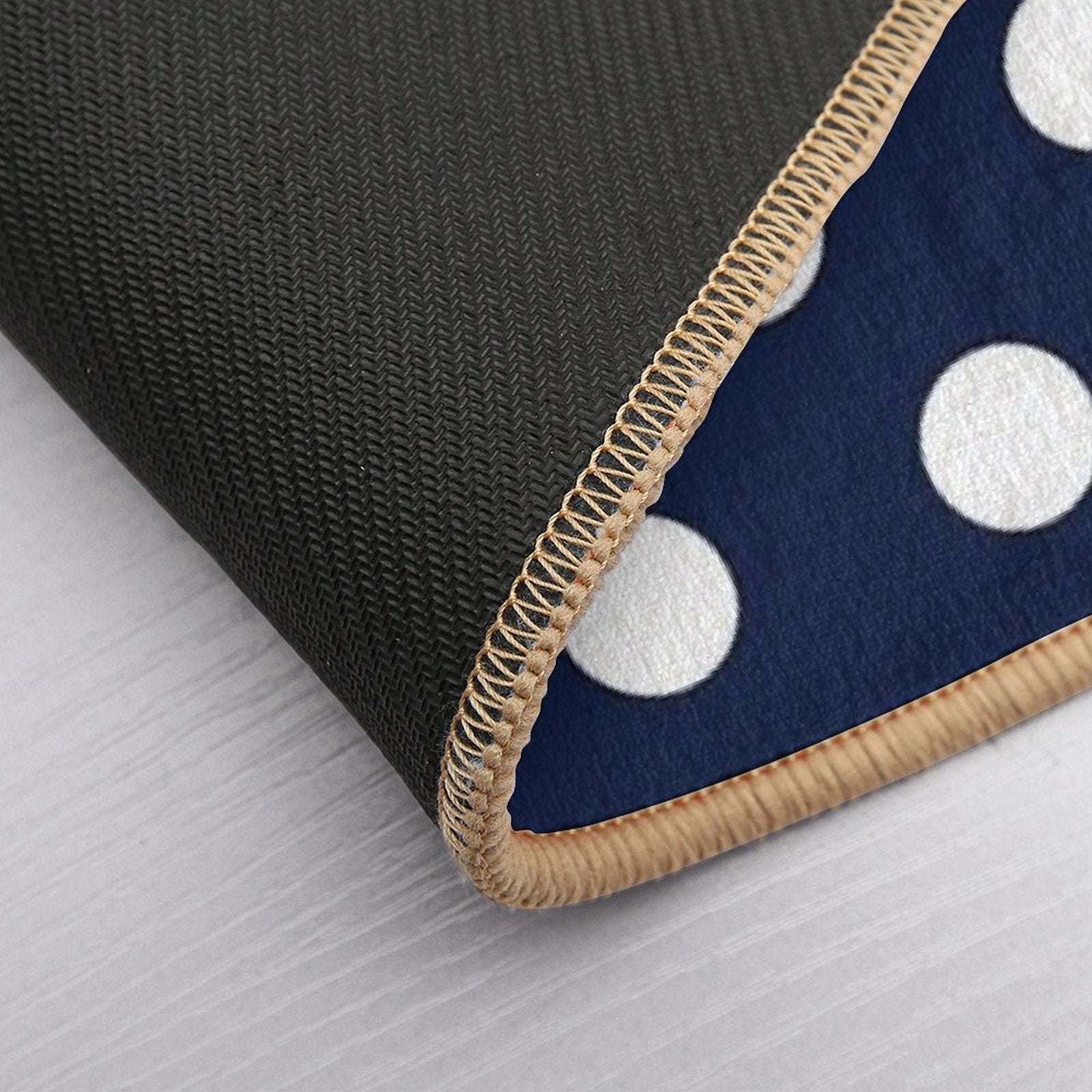 Navy Blue And White Large Polka Dot  Slip-Resistant Bath Mat
