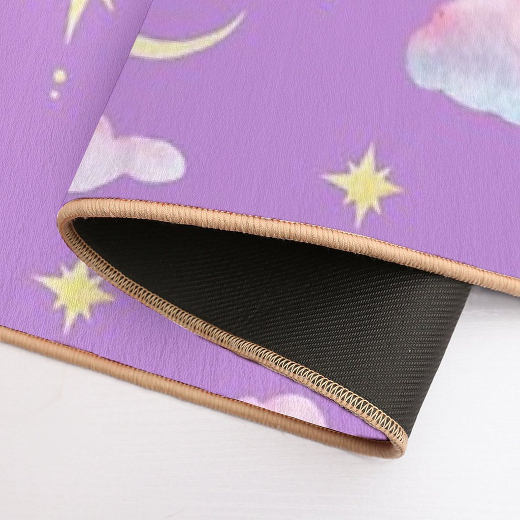 Purple Evening Sky with Moon, Stars And Clouds  Slip-Resistant Bath Mat