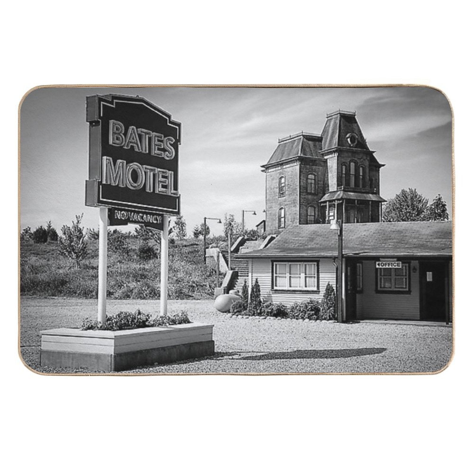 Motel Spooky Psycho Norman Vintage Antique Still Print  Eco-Friendly Bath Mat