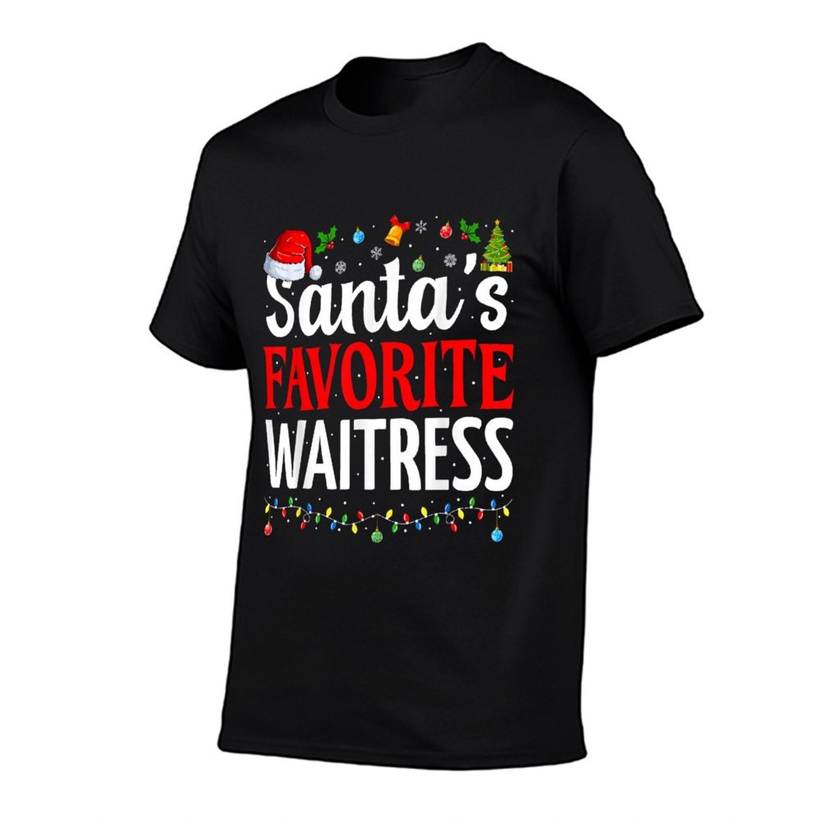 Santa’s Favorite Waitress Funny Server Christmas Waitress  Soft T-Shirt