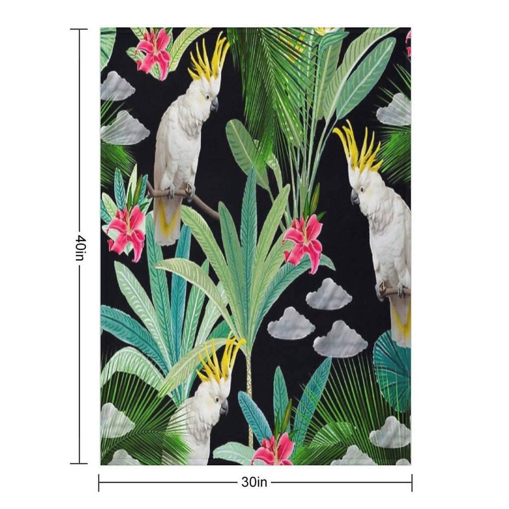 Cockatoo Pattern Sustainable Throw Blanket