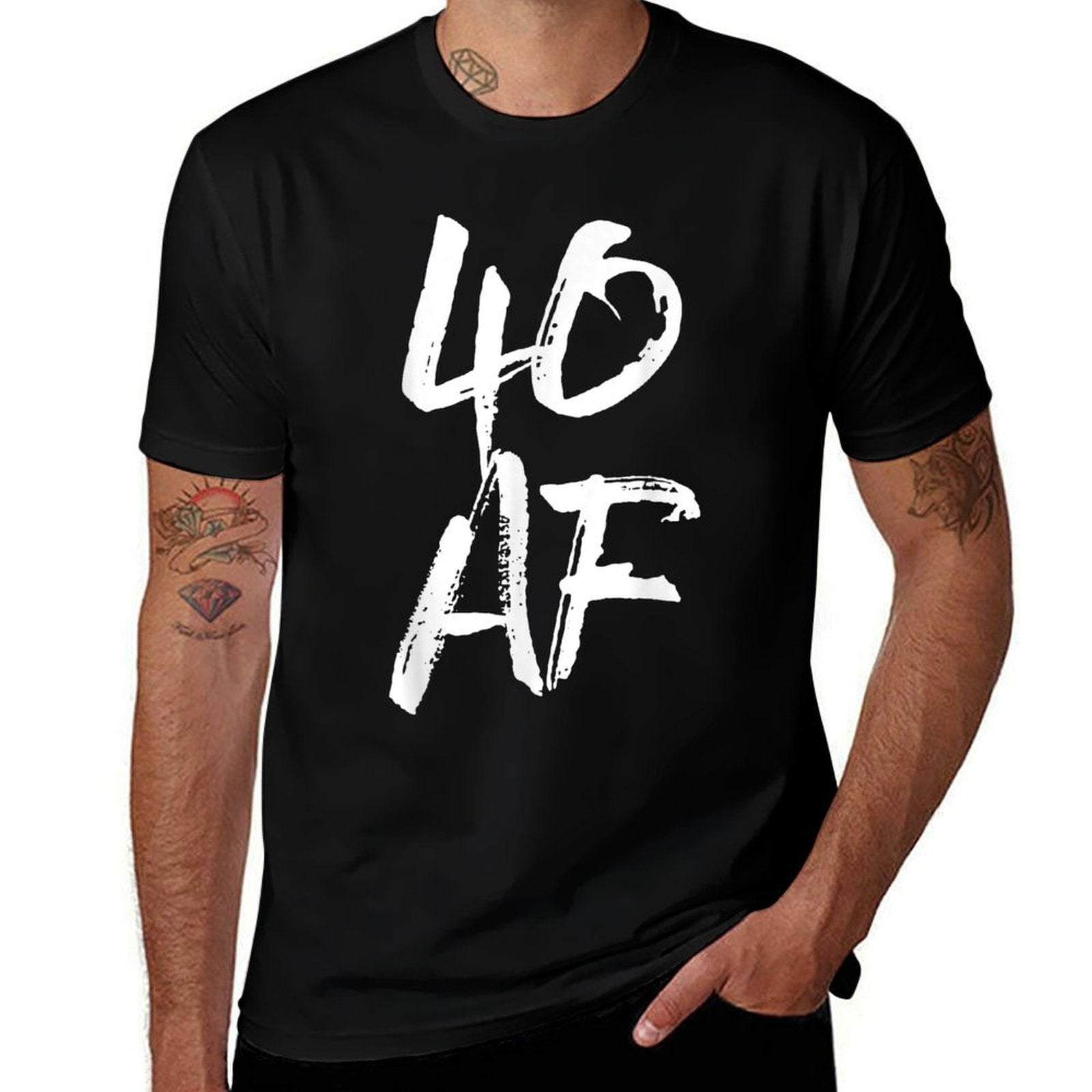 40 AF T, 40th Birthday, Gifts, AF  Ribbed Collar T-Shirt