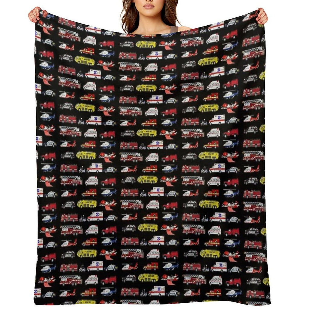 Emergency Vehicles - The Kids' Picture Show Sustainable Throw Blanket