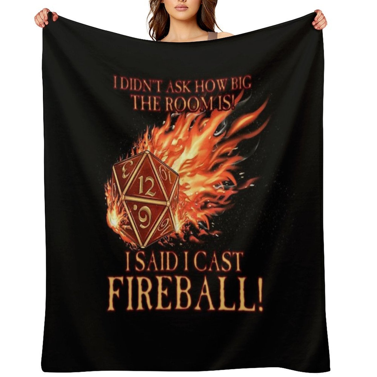 D20 I Didn't Ask! I Cast Fireball! Multi-functional Throw Blanket