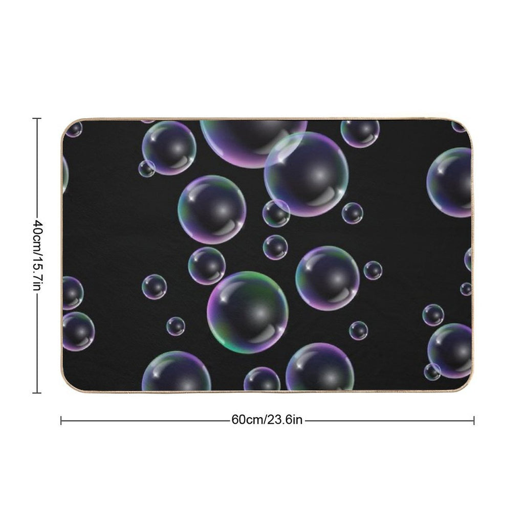 Copy of Colorful Bubbles Pattern - Black Background  Dirt-Trapping Bath Mat