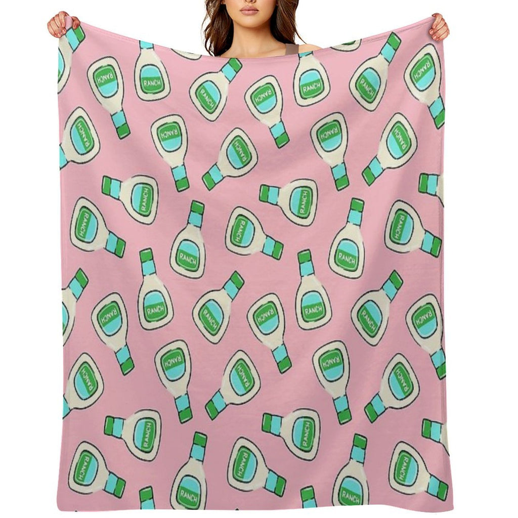 Ranch - Salad Dressing Bottle (pink) Plush Throw Blanket