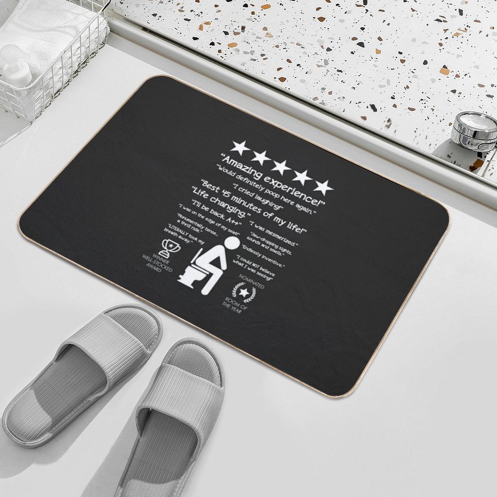 Funny Bathroom Unforgettable Experience Would Poop Here Again CHALK  Eco-Friendly Bath Mat