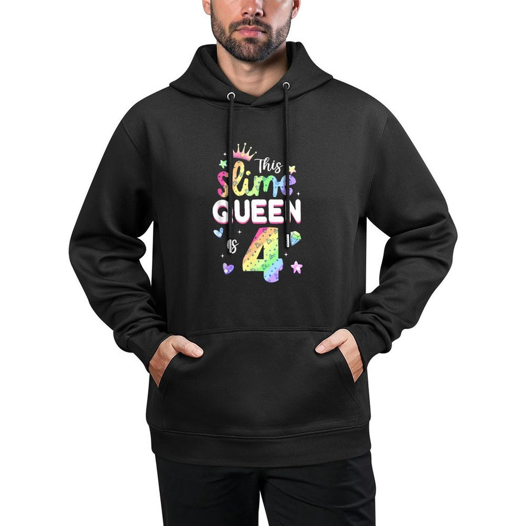 This Slime Queen Is 4 Year Old 4th Birthday For Girls Medium-Weight Fabric Hoodie