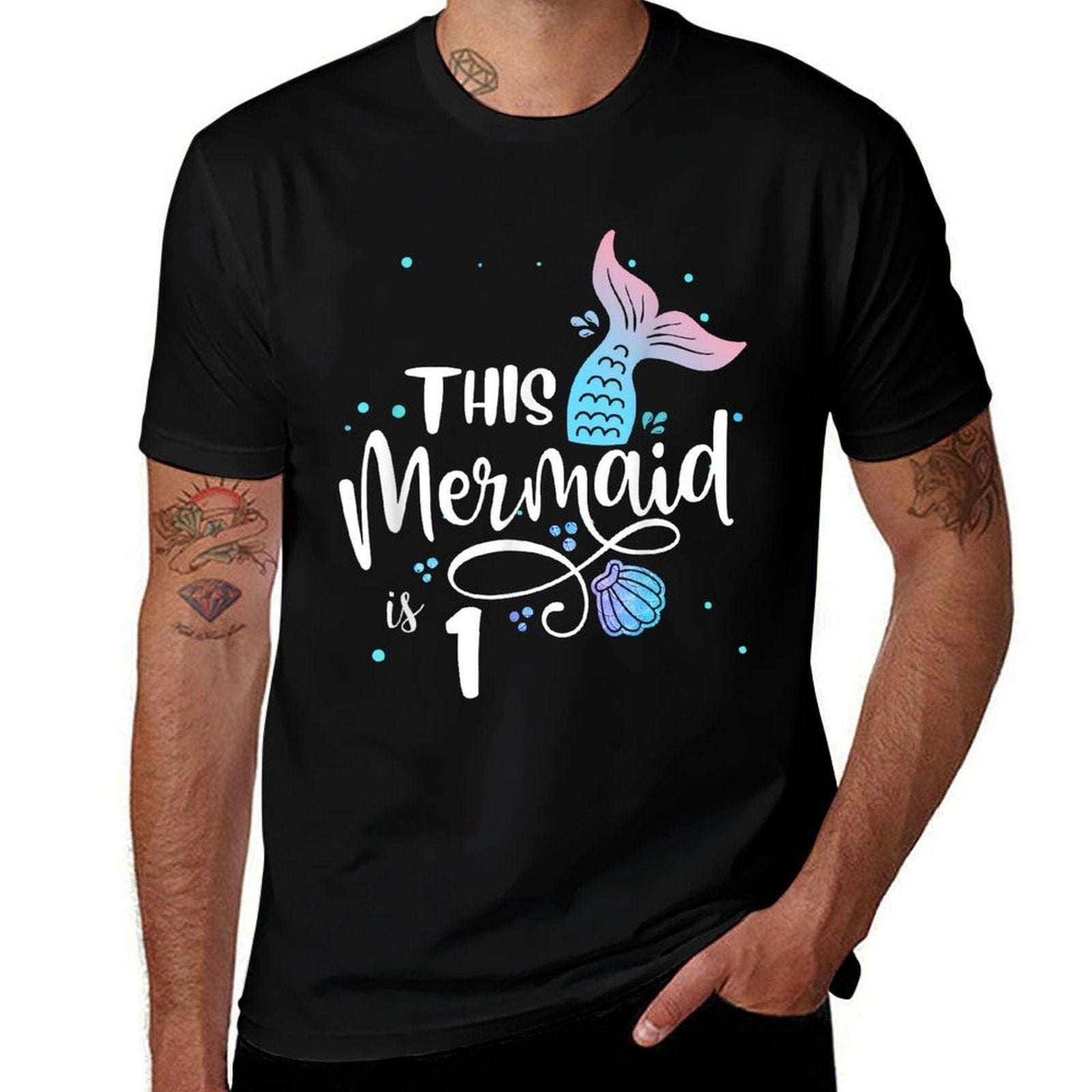 This Mermaid Is 1 Years Old 1st Birthday Mermaid Girl  Summer-ready Fabric T-Shirt