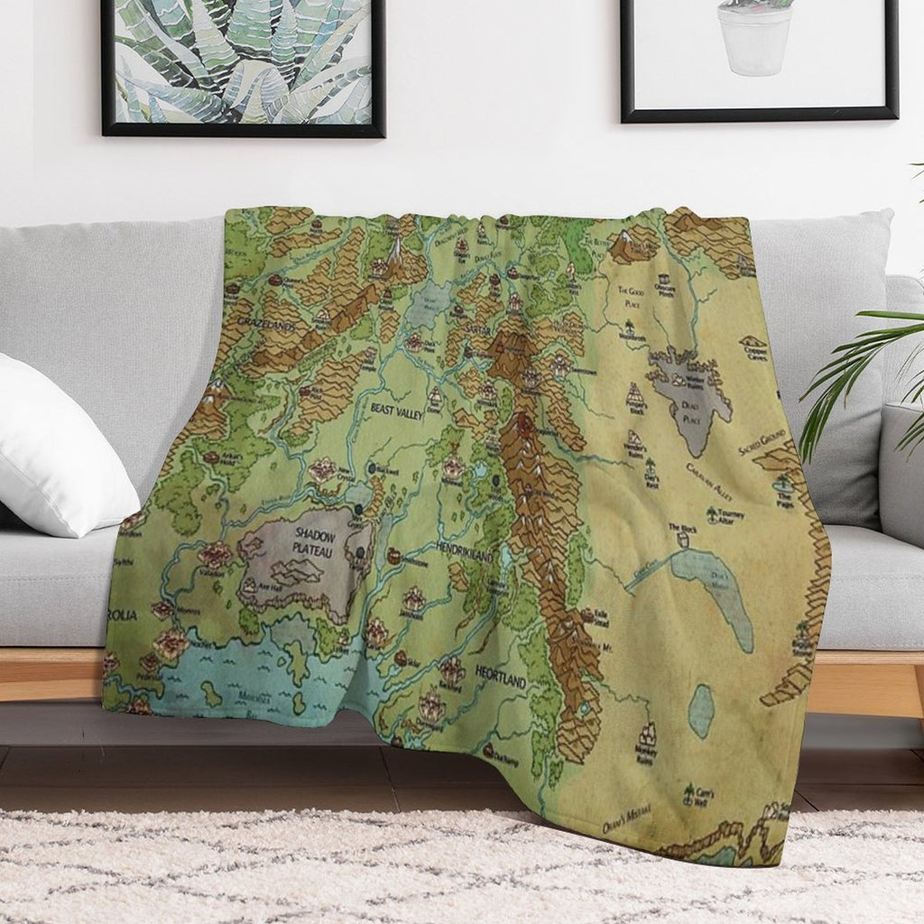 Dragon Pass And Prax Map by Darya Makarava Eco-conscious Throw Blanket