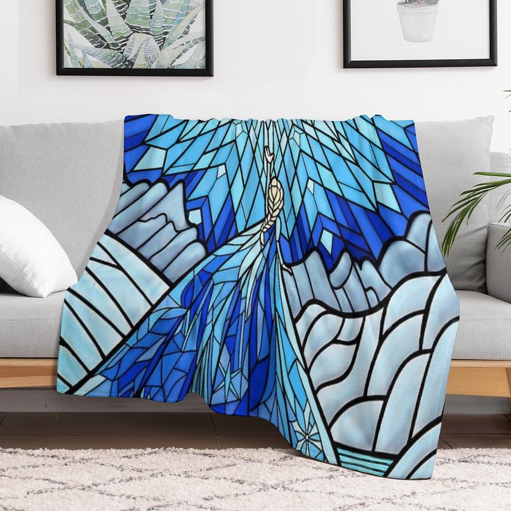 Frozen Fractals in The Stained Glass Window Multi-functional Throw Blanket