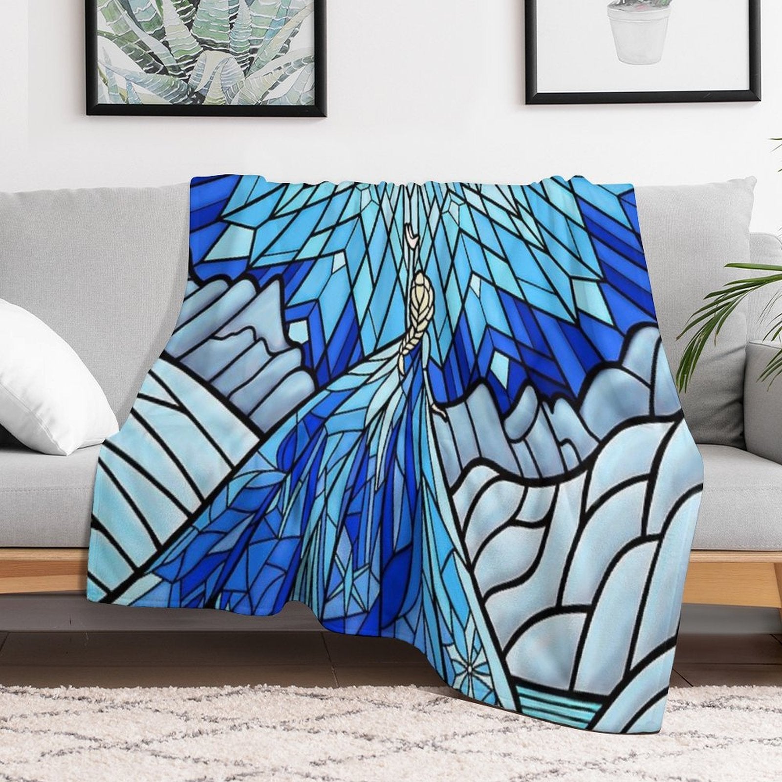 Frozen Fractals in The Stained Glass Window Multi-functional Throw Blanket