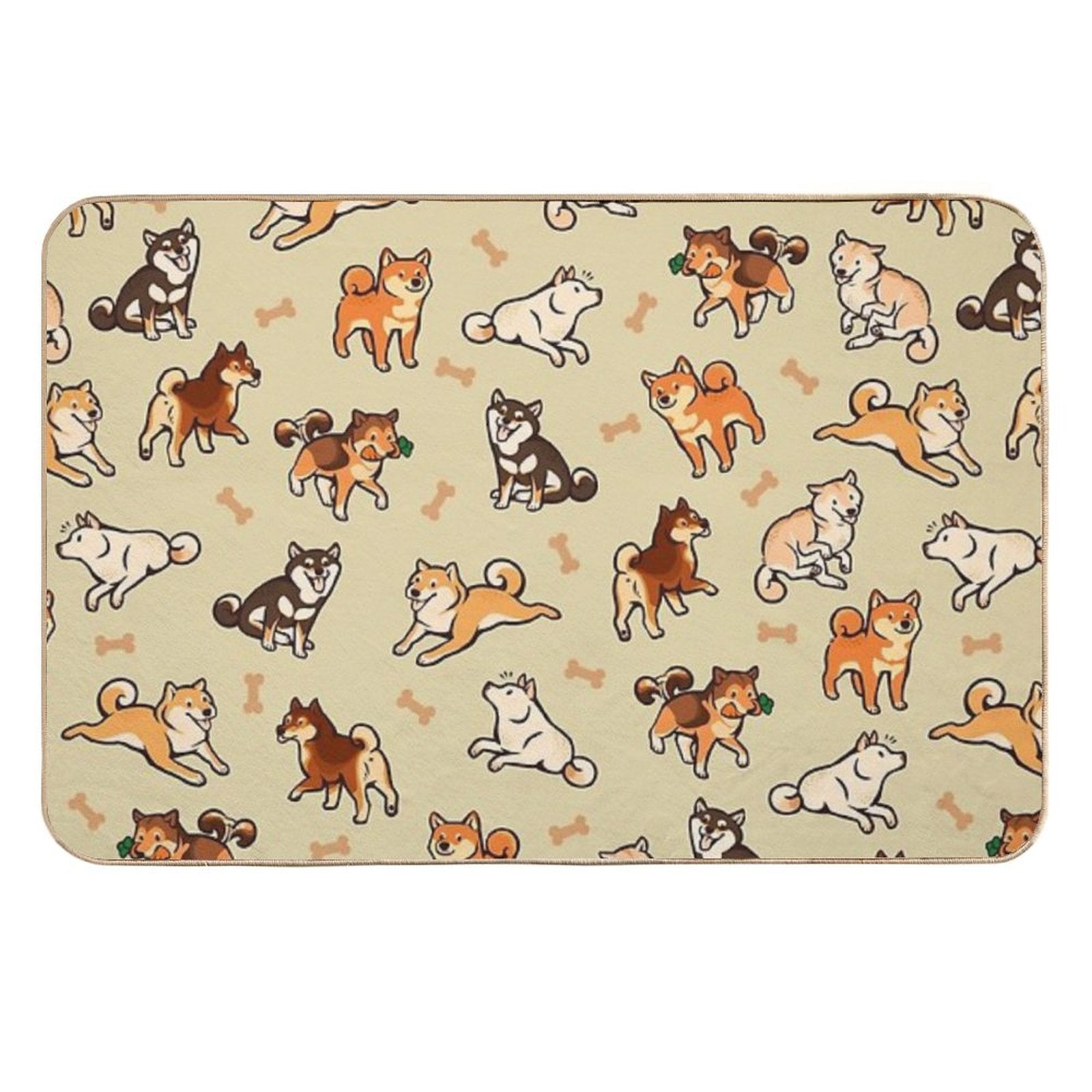 Shibes in Cream  Stain-Proof Bath Mat
