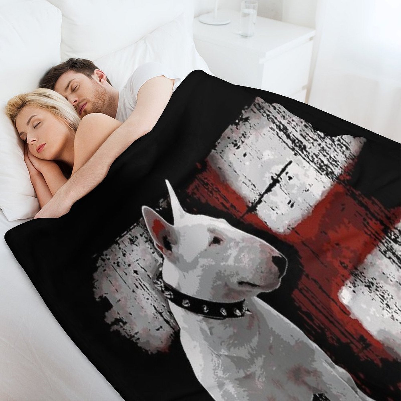 English Bullterrier Love Machine-washable Throw Blanket