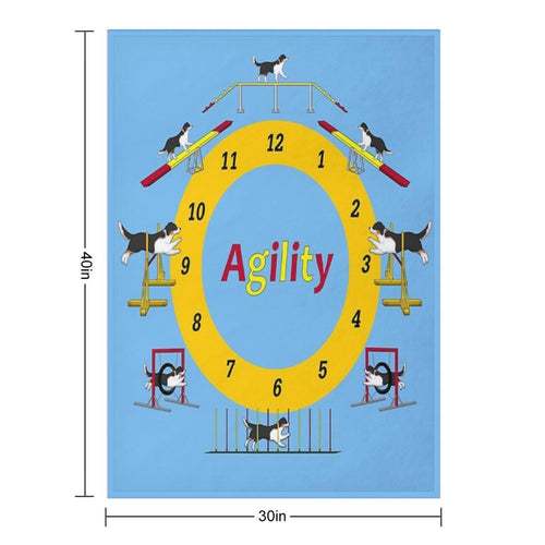Agility Clock Australian Shepherd Black Wrinkle-free Throw Blanket