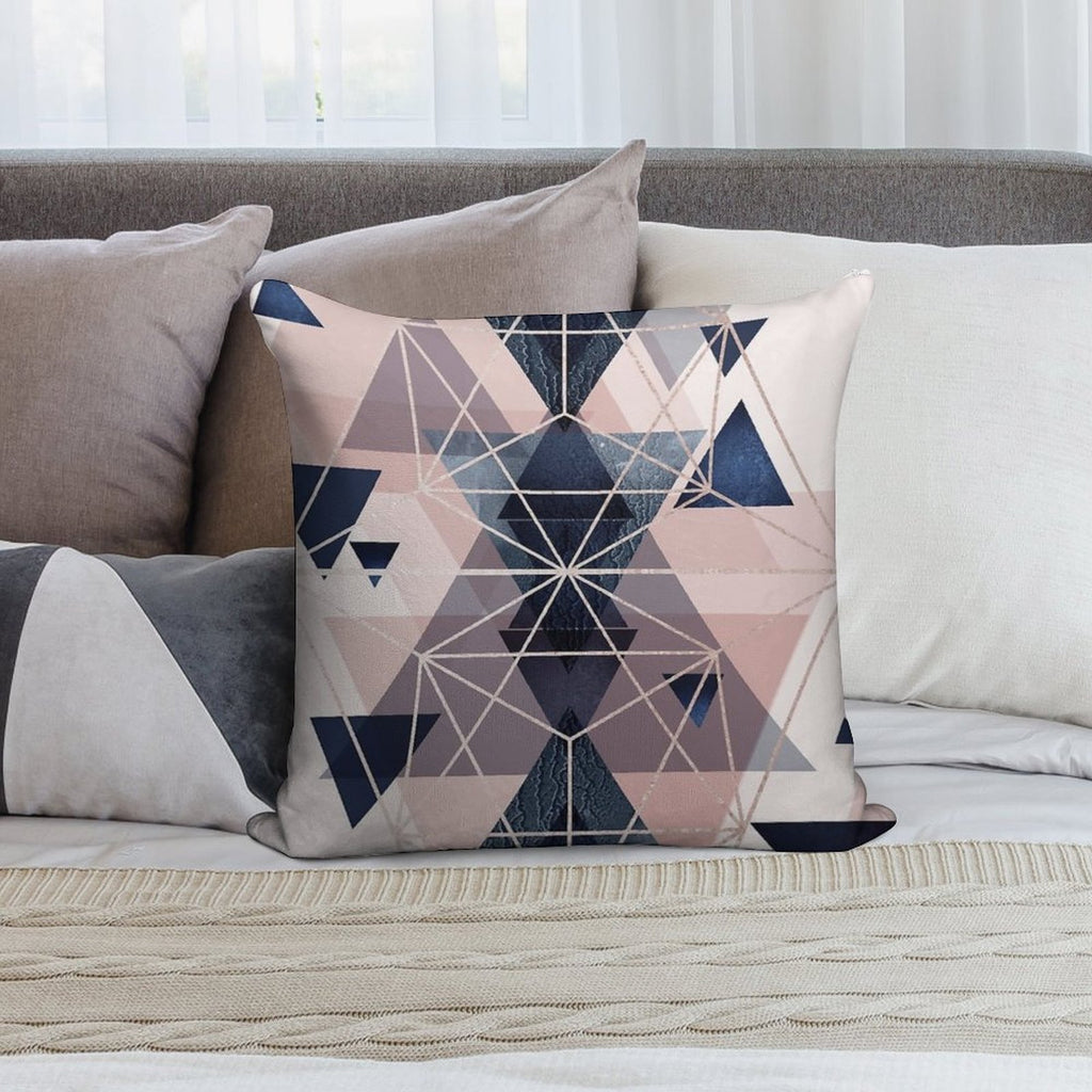 Blush Navy Geometric Soft Multiple Sizes Throw Pillow