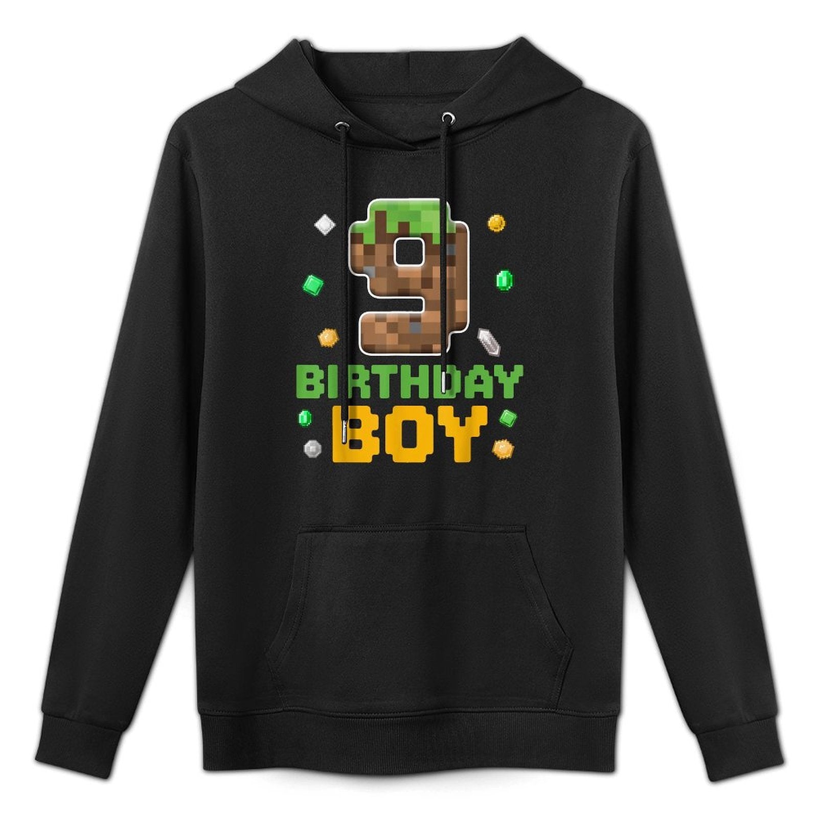 9th Birthday 9 Years Old Video Gamer Pixel Birthday Boys Moisture-Wicking Hoodie