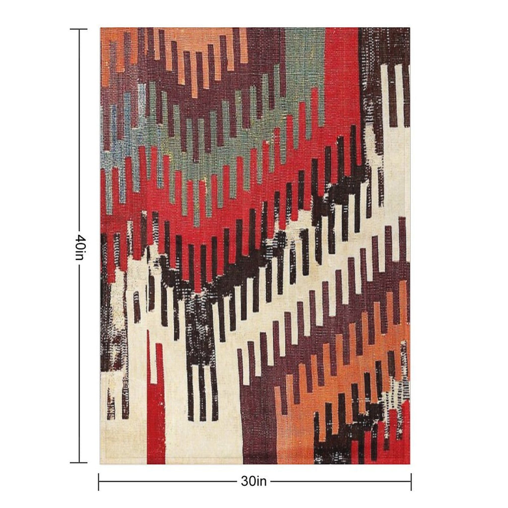 Afyon Central Anatolian Kilim Fragment Print Quick-dry Throw Blanket