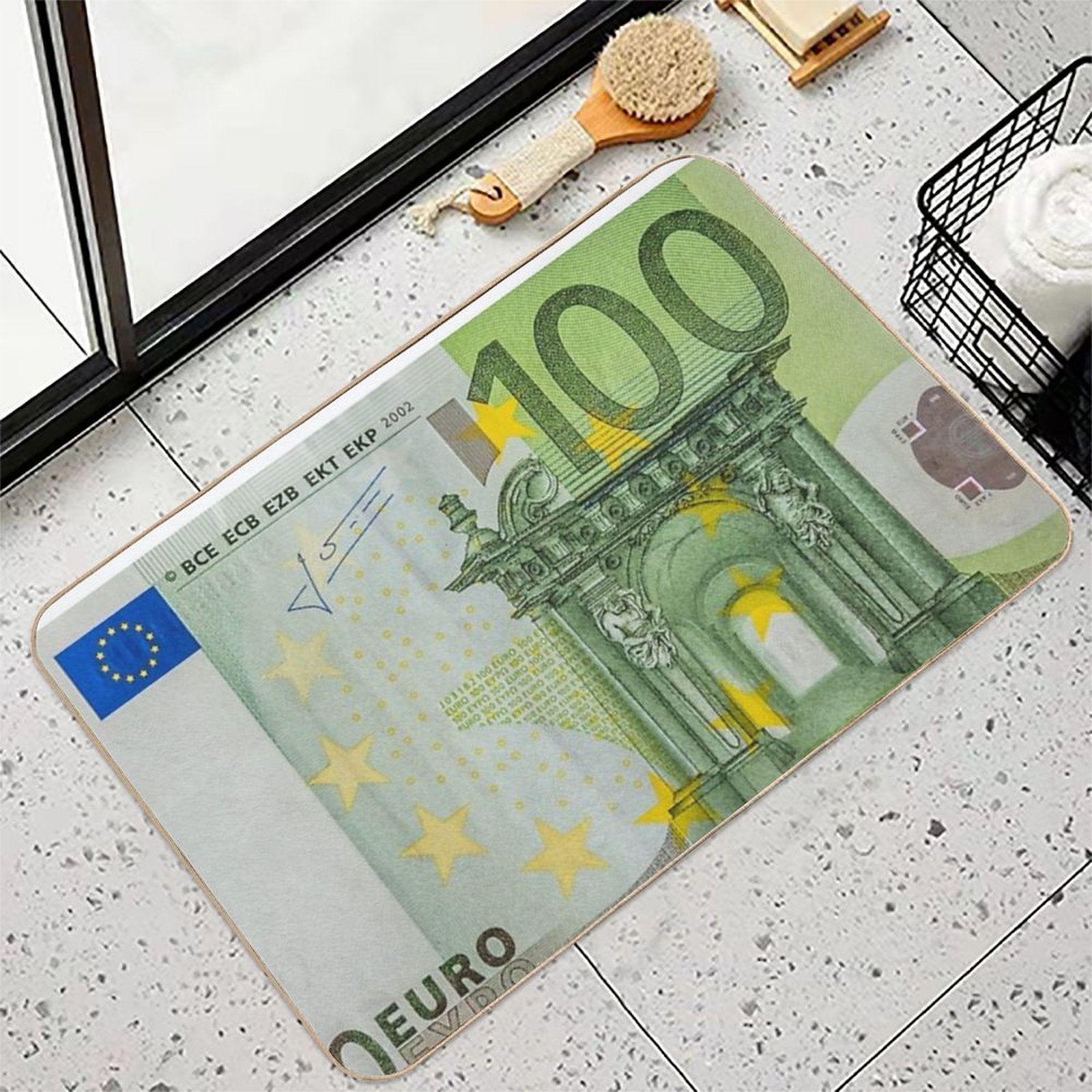 100 Euro Note for Good Luck  Versatile Bath Mat
