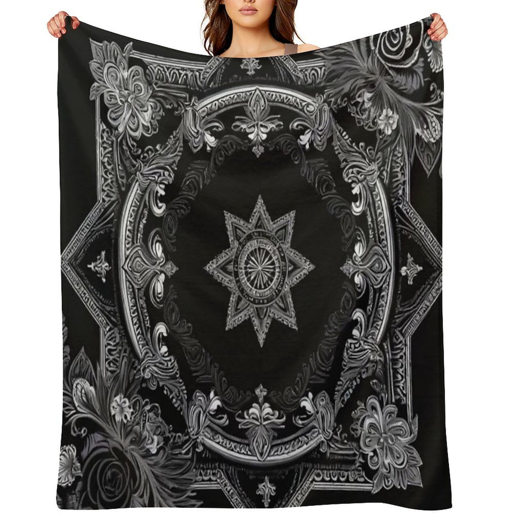 RogerPattern - Monochrome Elegance Black And White Symphony Eco-conscious Throw Blanket