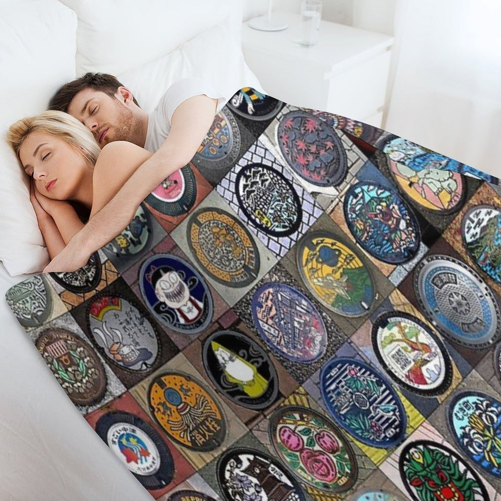 Japanese Manhole Covers Wrinkle-free Throw Blanket