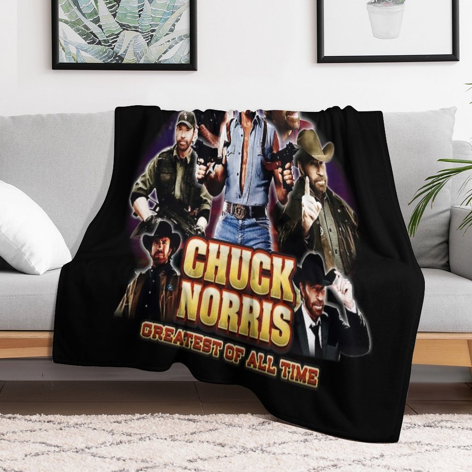 Chuck Norris GOAT Machine-washable Throw Blanket