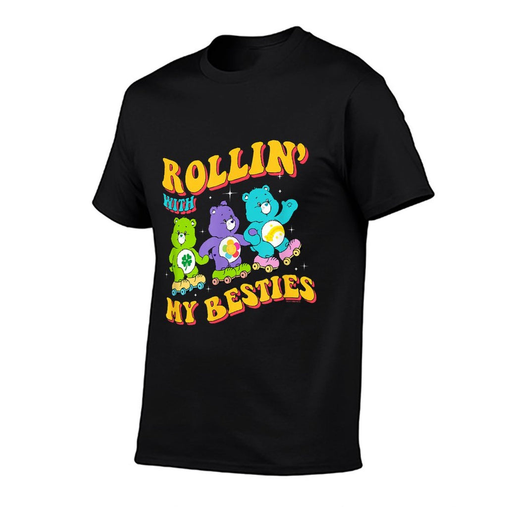 Care Bears Rollin With My Besties Vintage Skating Trio  Ribbed Collar T-Shirt