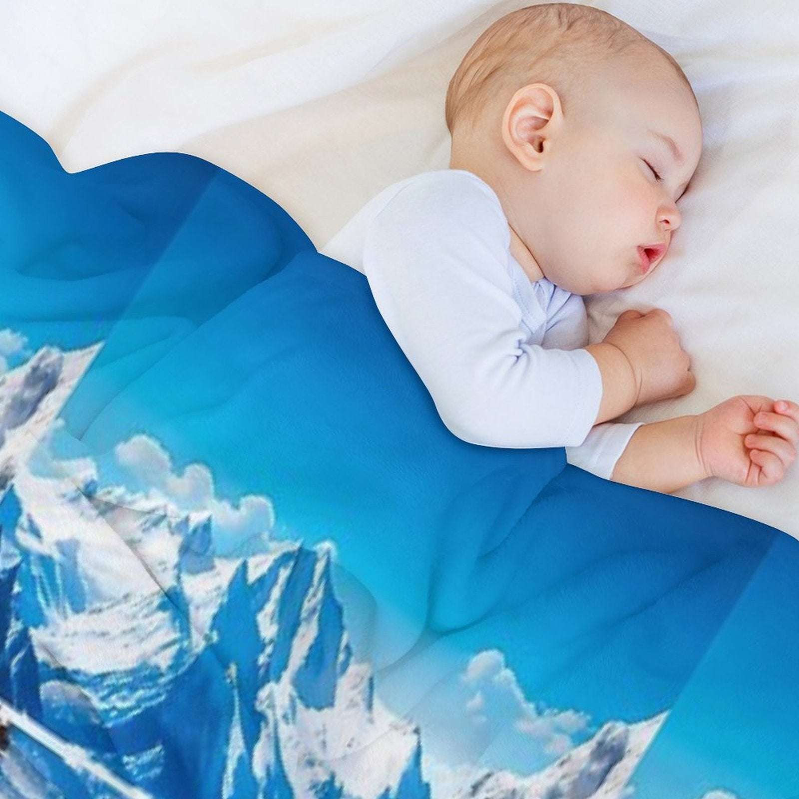Blue Lamborghini Huracan, Icy Majesty Supercar, Sports Car On Snowy Alpine Backdrop, High Octane Wall Art Machine-washable Throw Blanket